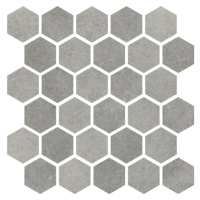 Mozaika Cir Materia Prima metropolitan grey hexagon 27x27 cm lesk 1069914