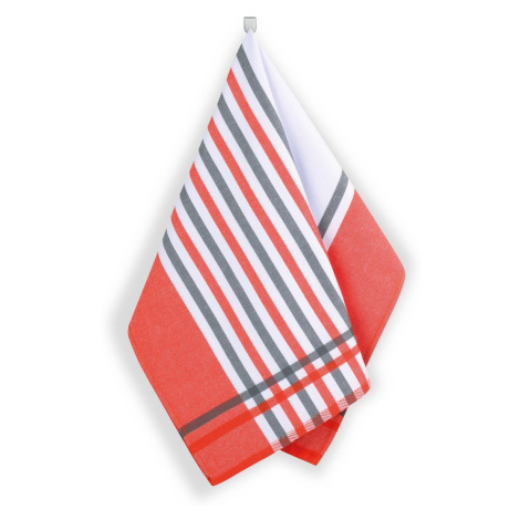 Bellatex Kuchyňská utěrka Proužek červená, šedá, 50 x 70 cm