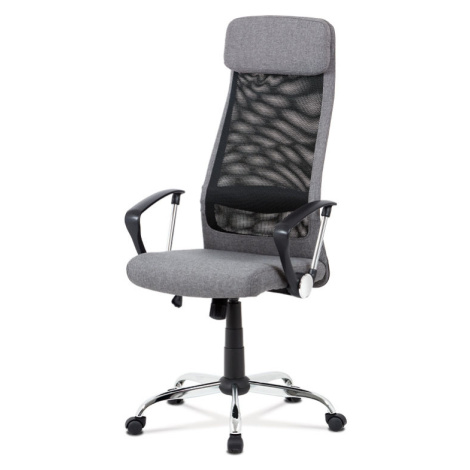Kancelářská otočná židle PERRY na kolečkách — chrom, látka, více barev Šedá