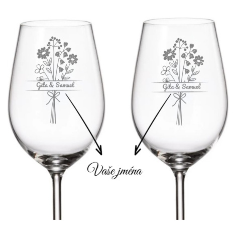 Dekorant svatby Svatební skleničky na bílé víno LÚČNÍ KVÍTÍ