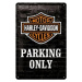 Plechová cedule Harley-Davidson - Parking Only, 20 × 30 cm