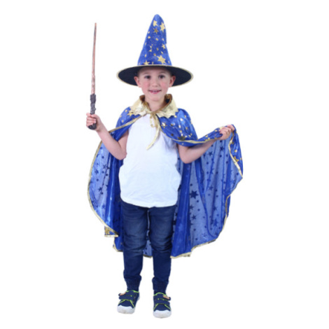 Dětský kostým plášť modrý s kloboukem