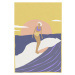 Ilustrace Surfer girl on a longboard, surfing, LucidSurf, 26.7 × 40 cm