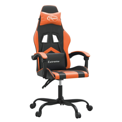 vidaXL Otočná herní židle černá a oranžová umělá kůže