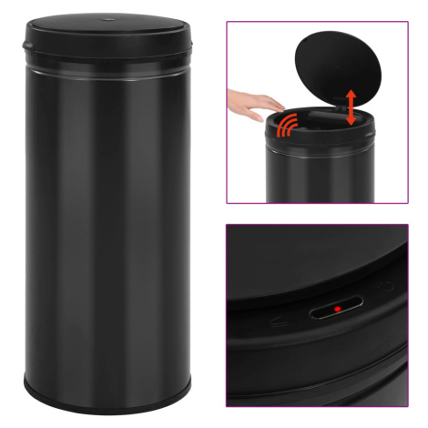 vidaXL Odpadkový koš s automatickým senzorem 80 l uhlíková ocel černý