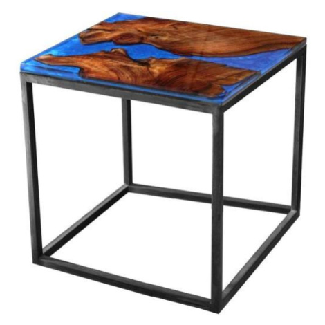 Odkládací stolek RESIN 50x50 cm, modrá/šedá