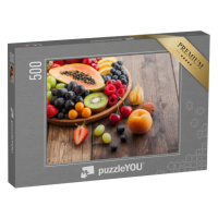 puzzle 500 dílků „Mísa čerstvého ovoce s různými druhy lahodného ovoce“