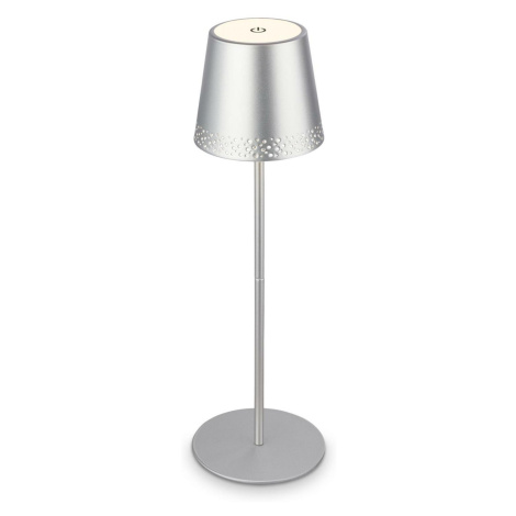 BRILONER LED nabíjecí stolní lampa 38 cm 2,6W 280lm chrom IP44 BRILO 7438-014