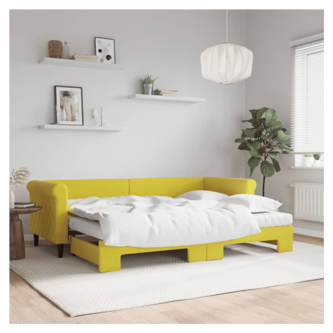 vidaXL Válenda s přistýlkou a matracemi žlutá 80 x 200 cm samet