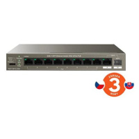 Tenda TEG1110PF-8-102W 9xRJ45 1xSFP Gigabit Switch 8xPoE 802.3af/at, 10/100/1000Mbps, VLAN, SFP,