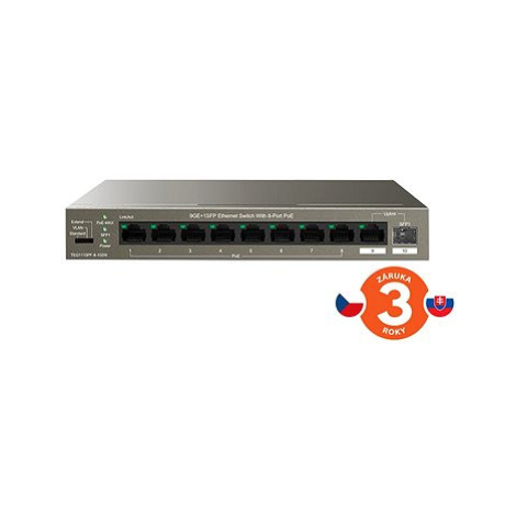 Tenda TEG1110PF-8-102W 9xRJ45 1xSFP Gigabit Switch 8xPoE 802.3af/at, 10/100/1000Mbps, VLAN, SFP,