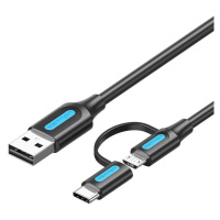 Kabel 2in1 USB cable USB 2.0 to USB-C/Micro-B USB Vention CQDBF 1m (black)