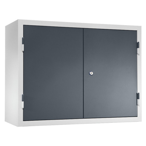 eurokraft basic Dílenská závěsná skříň, v x š x h 600 x 800 x 320 mm, plné plechové dveře, čedič