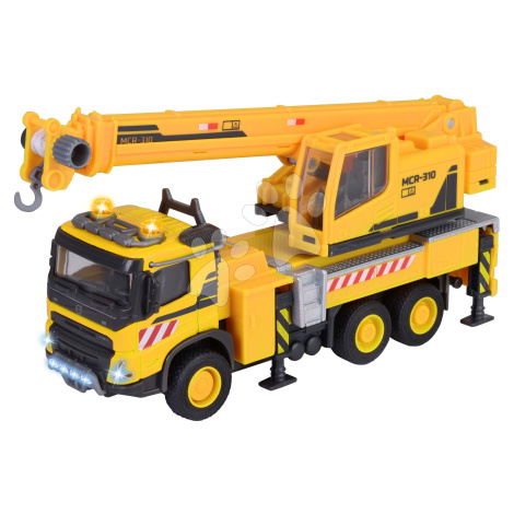 Autíčko stavební s jeřábem Volvo Truck Crane Majorette kovové se zvukem a světlem délka 22 cm