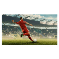 Fotografie Soccer player kicks a ball, Yuliia Zatula, 40 × 22.2 cm