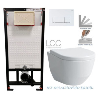 DEANTE Podomítkový rám, pro závěsné WC mísy + SLIM tlačítko bílé + WC LAUFEN PRO LCC RIMLESS + S