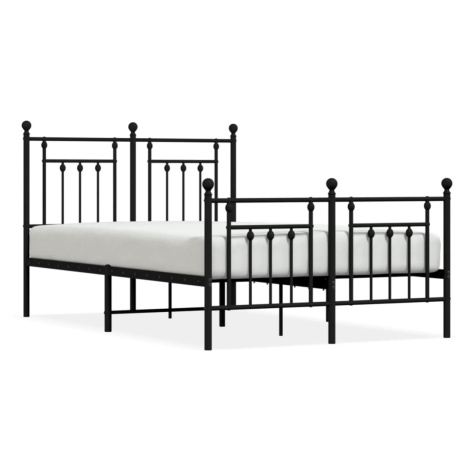 vidaXL Kovový rám postele s hlavovým a nožním čelem černý 120 x 200 cm