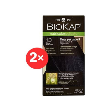 BIOKAP Nutricolor Delicato Natural Black Gentle Dye 1.00 (2× 140 ml)