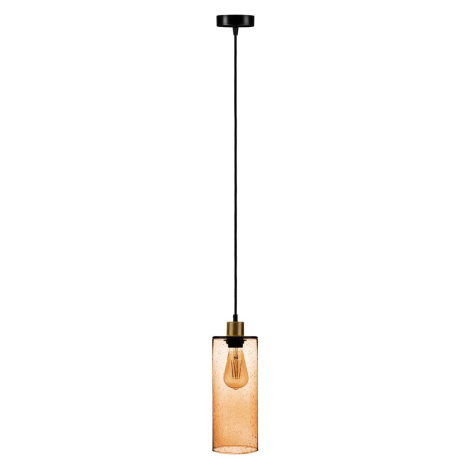 Solbika Lighting Závěsná lampa Válec ze sodového skla světle hnědý Ø 12 cm