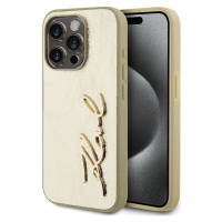 Karl Lagerfeld Wrinkled PU Signature Logo zadní kryt iPhone 15 Pro zlatý