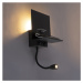 Moderní nástěnné svítidlo černé 2-světlo s USB a flex ramenem - Flero