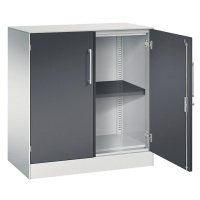 C+P Skříň s otočnými dveřmi ASISTO, výška 897 mm, šířka 800 mm, 1 police, světlá šedá/černošedá