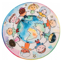 Obsession koberce Dětský kusový koberec Juno 477 World Map kruh Rozměry koberců: 80x80 (průměr) 