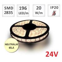 LED pásek 24V 5m 196ks 2835 20W/m,  Neutrální bílá