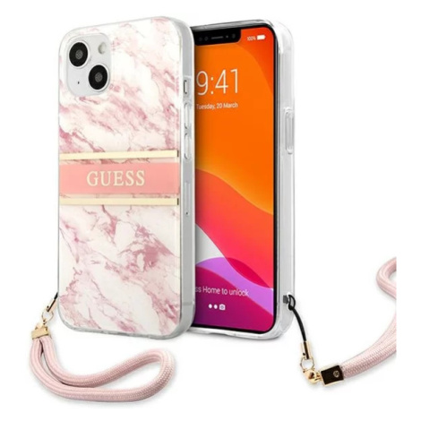Kryt Guess GUHCP13SKMABPI iPhone 13 mini 5,4" pink hardcase Marble Strap Collection (GUHCP13SKMA