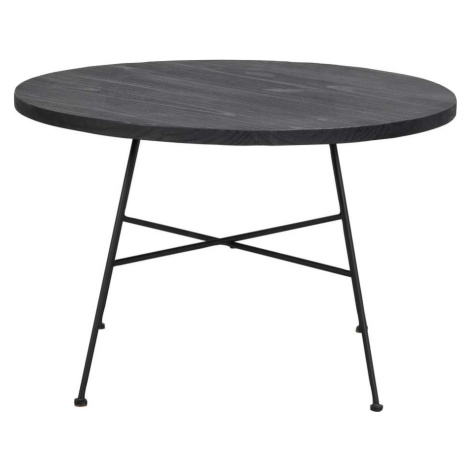 Černý konferenční stolek s deskou z borovicového dřeva Rowico Grafton, ø 70 cm