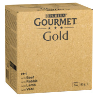 Jumbo balení: Gourmet Gold 96 x 85 g - Vydatná pěna: hovězí, králík, jehněčí, telecí