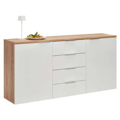 Xora ŠIROKÁ KOMODA, barvy dubu, vysoce lesklá bílá cm