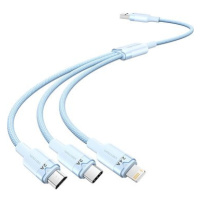 Vention USB 2.0 A Male to 3-in-1 USB-C & Lightning & Micro-B Male 3A Cable 1.5M Blue Aluminum Al