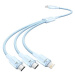 Vention USB 2.0 A Male to 3-in-1 USB-C & Lightning & Micro-B Male 3A Cable 1.5M Blue Aluminum Al