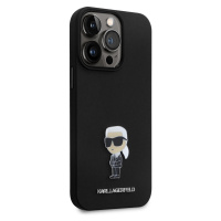 Zadní kryt Karl Lagerfeld Liquid Silicone Metal Ikonik pro Apple iPhone 15 Pro Max, černá