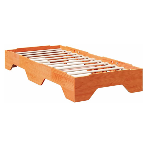 vidaXL Postel bez matrace stohovatelný voskově hnědá masivní dřevo