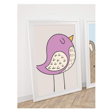 Dětský dekorační plakát s fialovým ptáčkem