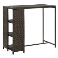 Barový stolek s úložným regálem hnědý 120x60x110 cm polyratan