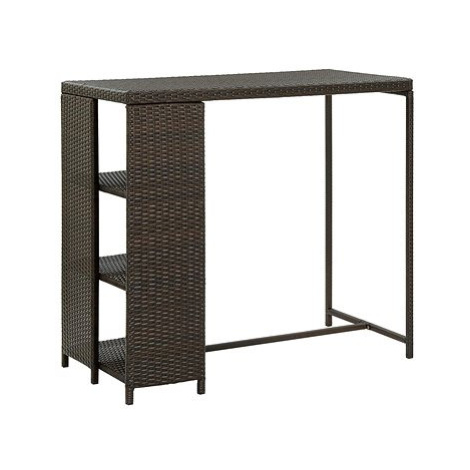 Barový stolek s úložným regálem hnědý 120x60x110 cm polyratan SHUMEE