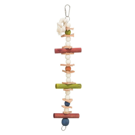 Dřevěná hračka, lano s barevnými kuličkami a kůží - 1x 1ks Trixie