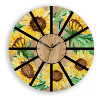 ModernClock Nástěnné hodiny Slunečnice hnědo-žluté