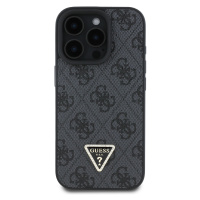 Zadní kryt Guess PU 4G Strass Triangle Metal Logo pro Apple iPhone 16 Pro, černá