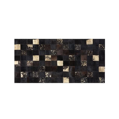 Hnědozlatý patchwork kožený koberec 80x150 cm BANDIRMA, 57891 BELIANI