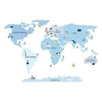 Kopko samolepky na zeď mapa světa - blue