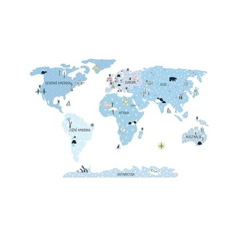 Kopko samolepky na zeď mapa světa - blue