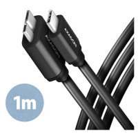 AXAGON BUMM3-CM10AB, SPEED kabel Micro-B USB <-> USB-C, 1m, USB 3.2 Gen 1, 3A, ALU, tpe, černý