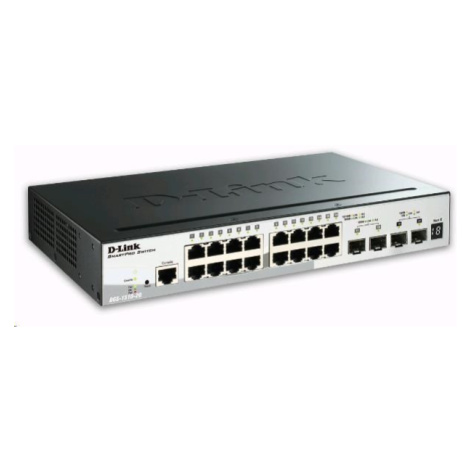 D-Link DGS-1510-20 20-Port Gigabit Stackable SmartPro Switch, 16x gigabit RJ45, 2x 10G SFP+ port