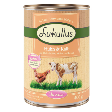 Výhodné balení Lukullus Junior 24 x 400 g - kuře & telecí