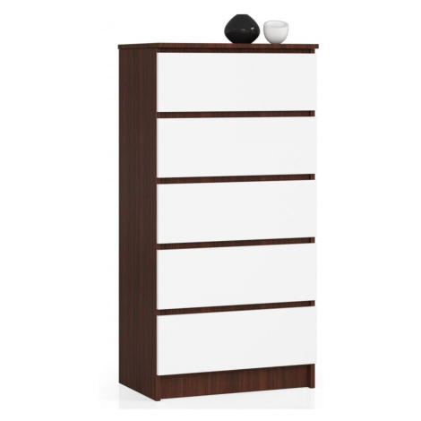 Komoda K60 5SZ wenge/bílá Akord