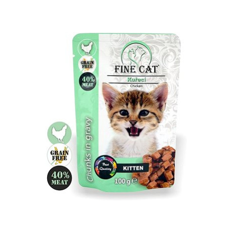 Fine Cat kapsička grain - free kitten kuřecí v omáčce 22 × 100 g